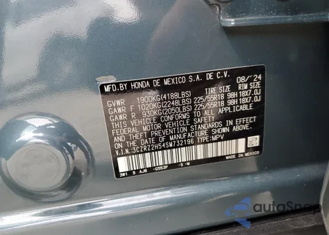 2025 Honda Hr-V Sport from USA, damaged, VIN 3CZRZ2H54SM732196